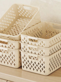 Kitchen Cabinet Lid and Pot Organizer Rack, Plastic Storage Basket for Cookware