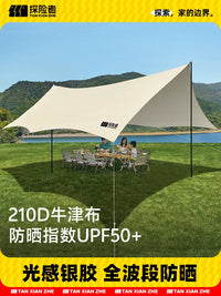 Explorer Silver Coated Hexagonal Tarp Shelter with Camping Table and Chairs Set
