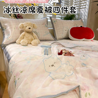 Cute West Highland Ice Silk Summer Quilt Bedding Set with Cooling Mat and Pillowcases