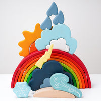 German Beechwood Pyramid Rainbow Stacking Blocks for Kids Early Education