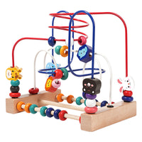 Montessori Wooden Bead Maze and Stacking Blocks Toy for Toddlers