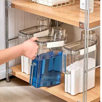 Laundry Detergent Dispenser with Lid and Measuring Cup, Large Capacity Plastic Storage Container for Powder or Liquid