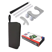 Golf Putting Trainer Gift Set with 3-Section Putter and Leather Bag
