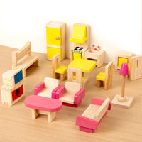 Miniature Dollhouse Furniture Set for Kids, Pretend Play Educational Toy for Bedroom and Living Room Scenes