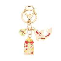 Chinese Style Koi Fish Keychain with Customizable Letter Charm for Couples and Bag Decor