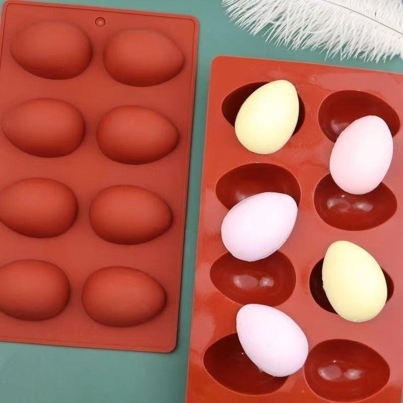 8-Cavity Easter Egg Silicone Mold for Chocolate, Ice Cubes, Pudding, Jelly, Desserts, Soap Making