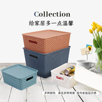 Stackable Woven-Look Storage Box with Lid for Home Office Toys
