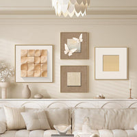 French Cream Style Abstract Square Wall Art for Living Room Sofa Background