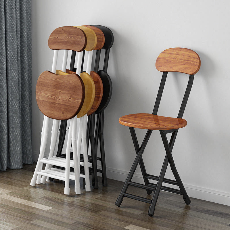 Foldable Dining Chair with Backrest, Portable Student Dormitory Computer Chair, Simple Round Stool