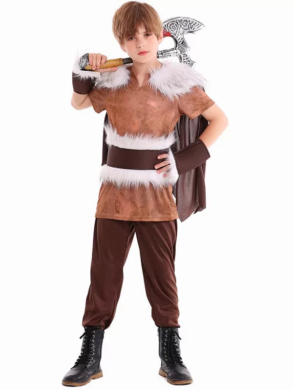 Kids Viking Warrior Halloween Cosplay Costume Set for Stage Performance