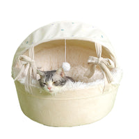 All-Season Semi-Enclosed Cat Bed with Removable Cushion, Cozy Cradle Design for Cats and Small Pets