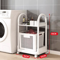 Multi-Layer Rolling Storage Cart with Laundry Hamper for Bathroom and Home Organization