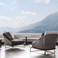 Outdoor Patio Wicker Sofa Set with Coffee Table, Nordic Style Fabric Cushions, All-Weather Garden Furniture