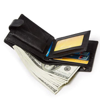 Men's Genuine Leather Bifold Wallet, Slim Business Card Holder with Coin Pocket