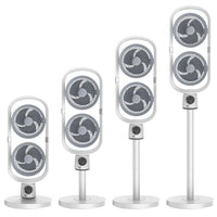 Dual-Head Desktop Air Circulator Fan with Voice Control and Digital Display for Home and Office