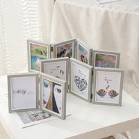 Creative Multi-Panel Folding Photo Frame for 6, 7, 8 Inch Pictures, Wooden Display