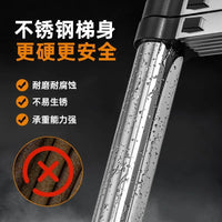 Telescopic Ladder with Hooks, Stainless Steel Straight Ladder for Engineering, Lifting, Retractable, Folding Ladder with Detachable Hooks