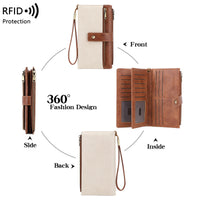 RFID Blocking Women's Tri-fold Long Wallet Multi-card Holder Vintage Fashion Clutch