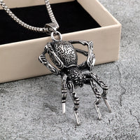 Vintage Stainless Steel Spider Pendant Necklace for Halloween