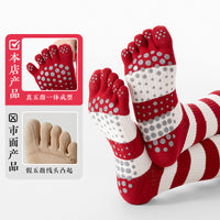 Women's Five-Toe Yoga Pilates Socks Non-Slip Mid-Calf Athletic Socks for Indoor Floor Exercise