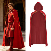 Medieval Gold Trim Hooded Cloak for Halloween Cosplay