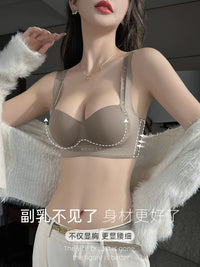 Women's Push-Up Bra Set for Small Busts, Anti-Sagging, Side Support, Shaping, Sheer Design