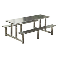 Stainless Steel Cafeteria Dining Table and Chair Set for Schools and Factories, 4/6/8-Seater Reinforced Integrated Fast Food Table