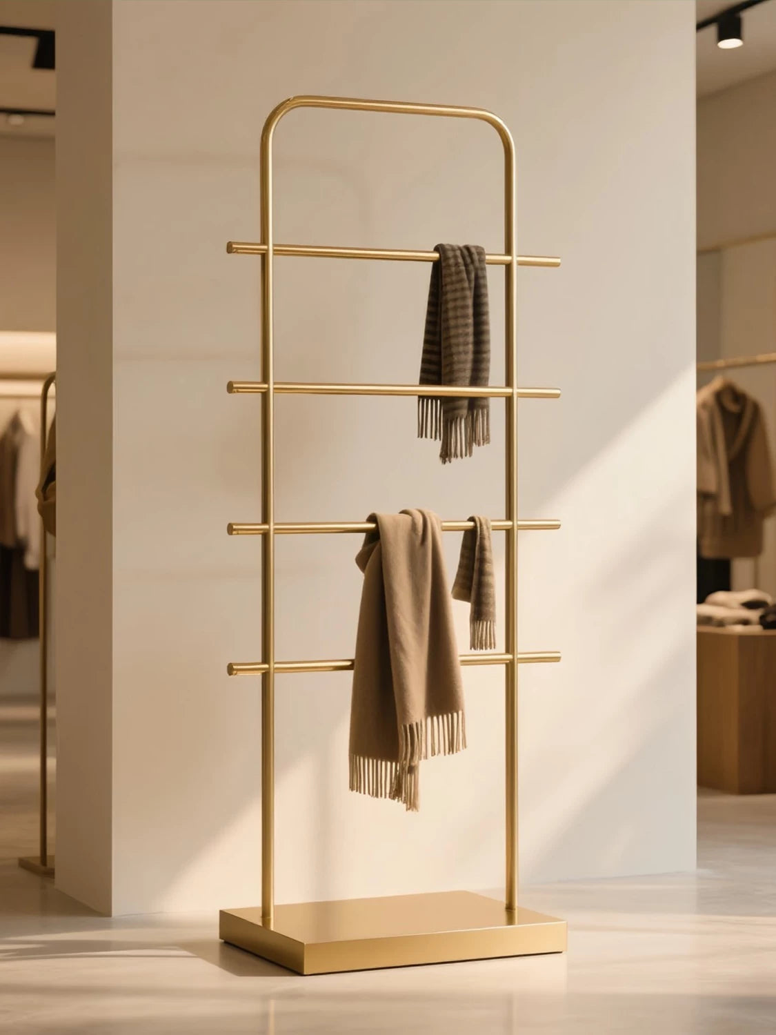 Multi-Layer Scarf and Fabric Display Rack for Retail Stores