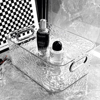 Acrylic Desktop Storage Box with Wavy Pattern for Office, Snacks, Cosmetics