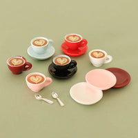 Dollhouse Miniature Coffee Cup Set with Spoon and Plate for DIY Decor
