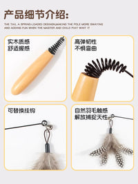 Cat Teaser Wand Toy with Feather Refills and Bell for Kittens and Cats