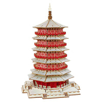 Chinese Ancient Architectural Wooden Pagoda 3D Puzzle Model for Kids, Educational DIY Assembly Toy