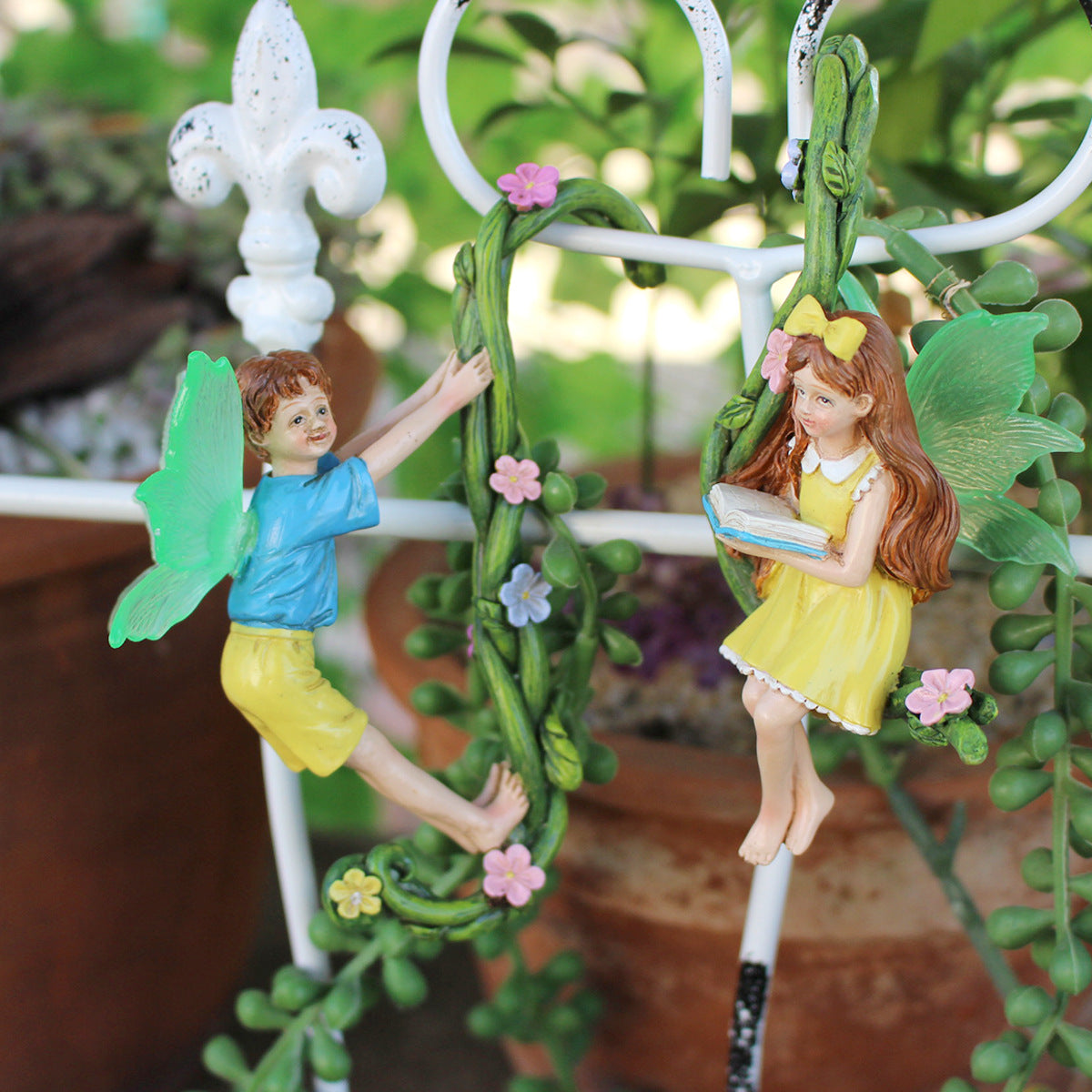 Creative Luminous Fairy Garden Statues Resin Ornaments for Outdoor Landscape Decor