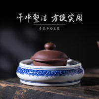 Hand-Painted Blue and White Porcelain Teapot Lid Holder