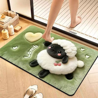Cartoon Diatomaceous Earth Bath Mat Super Absorbent Non-Slip Quick Dry Floor Mat for Bathroom and Home