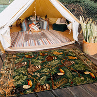 Vintage Southeast Asian Tropical Plant & Animal Outdoor Camping Picnic Rug