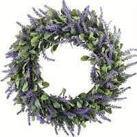Artificial Lavender Wreath Door Decor Christmas Window Display Green Plant Fake Flower Ornament