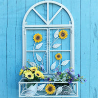 Wrought Iron Faux Window Planter Basket Wall Decor for Indoor Outdoor Balcony Garden