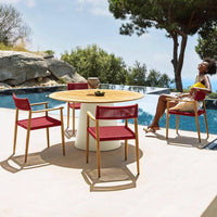 Teak Outdoor Dining Set Woven Rattan Garden Patio Villa Furniture