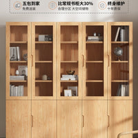 Pine Wood Display Cabinet with Glass Doors, Multi-functional Storage Bookcase for Home Office and Kids' Room