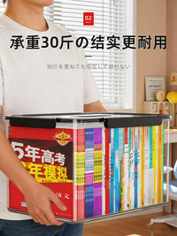 Stackable Clear Plastic Storage Box with Lid for Books and Home Organization