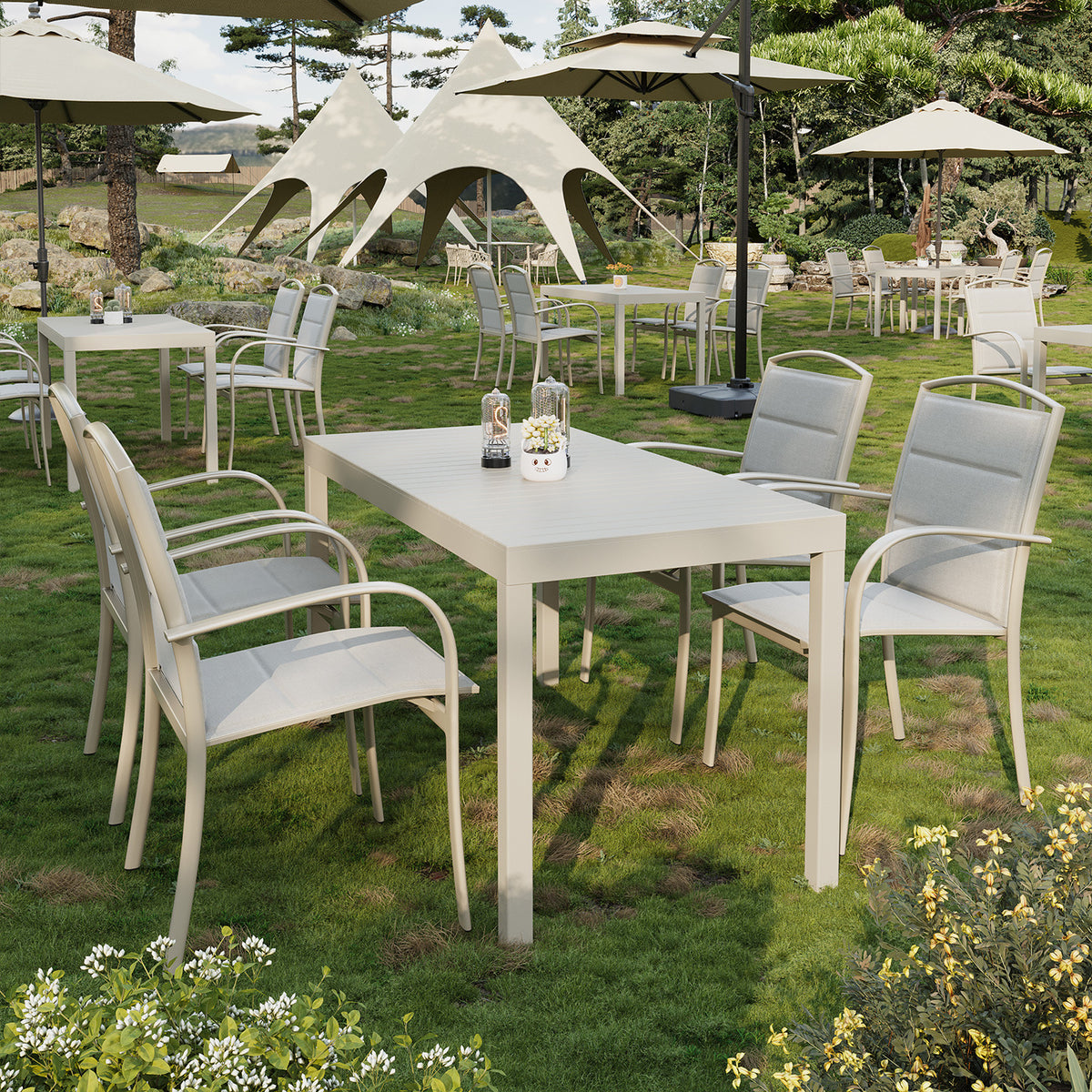 Outdoor Patio Garden Dining Table and Chair Set for Cafe Bistro Commercial Use