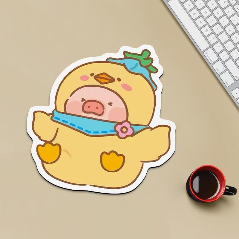Playful Pig Irregular Mouse Pad, Cartoon Absorbent Non-Slip Desk Mat for Office and Home