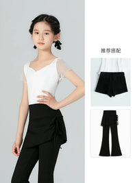 Girls' Short Sleeve Ballet Leotard with Shorts & Non-Slip Socks for Dance Practice & Performance