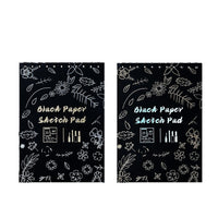 A4/A5 Black Card Sketchbook for Art Students, 150g Black Paper for Colored Pencils and Sketching