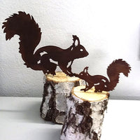 Rusty Squirrel Silhouette Garden Stake Metal Animal Yard Art Decoration