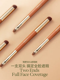 OUT OF OFFICE Professional Double-Ended Makeup Brush Set for Contour, Highlight, Concealer, and Powder