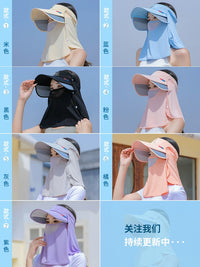 Women's Summer UV Protection Sun Visor Hat with Wide Brim and Face Shield for Cycling