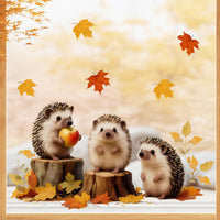 Thanksgiving Hedgehog Static Cling Window Decals for Autumn Decor