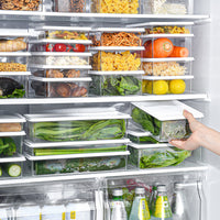 Stackable Refrigerator Storage Bins with Lids - Clear Food Organizer for Fridge and Pantry